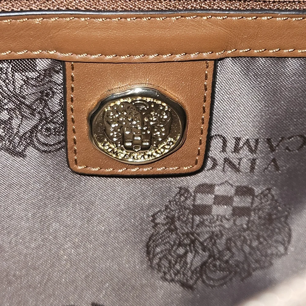 Vince Camuto Max Brown Snakeskin Embossed Leather Briefcase Style Satchel Bag